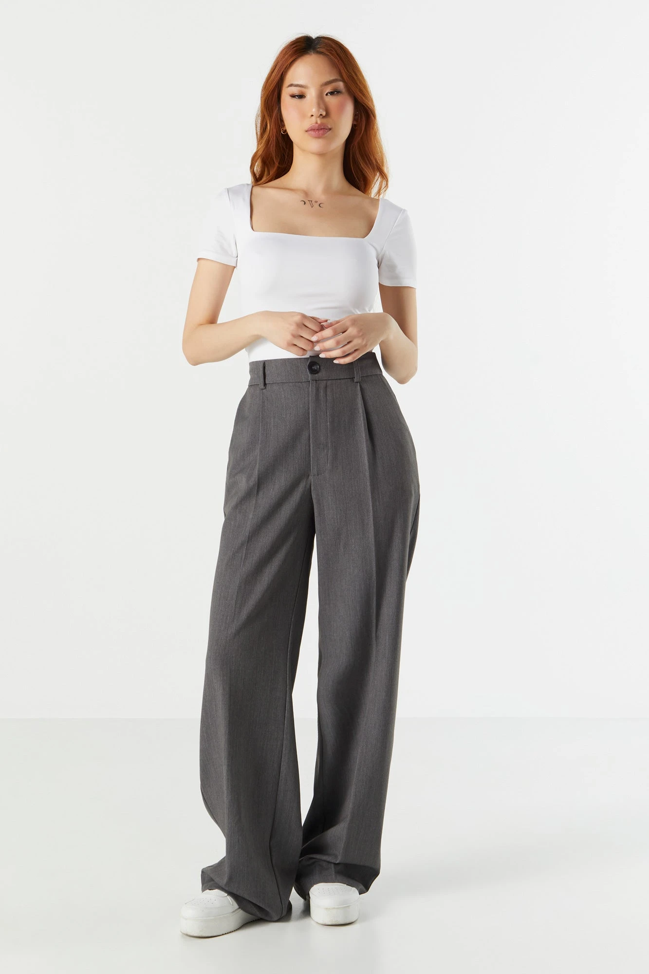 Solid Wide Leg Dress Pant