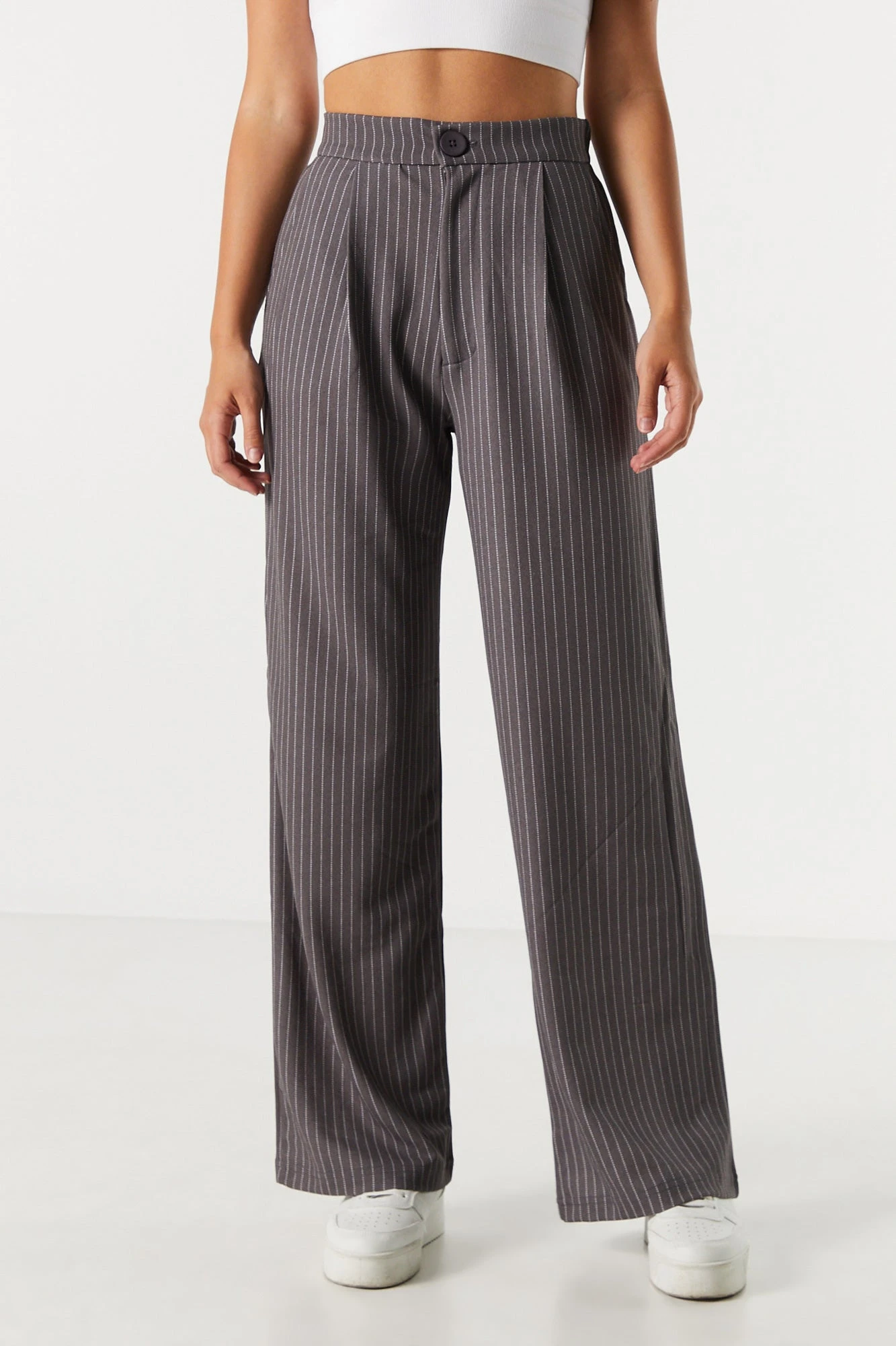 Pinstriped Crepe High Rise Dress Pant - Image 2