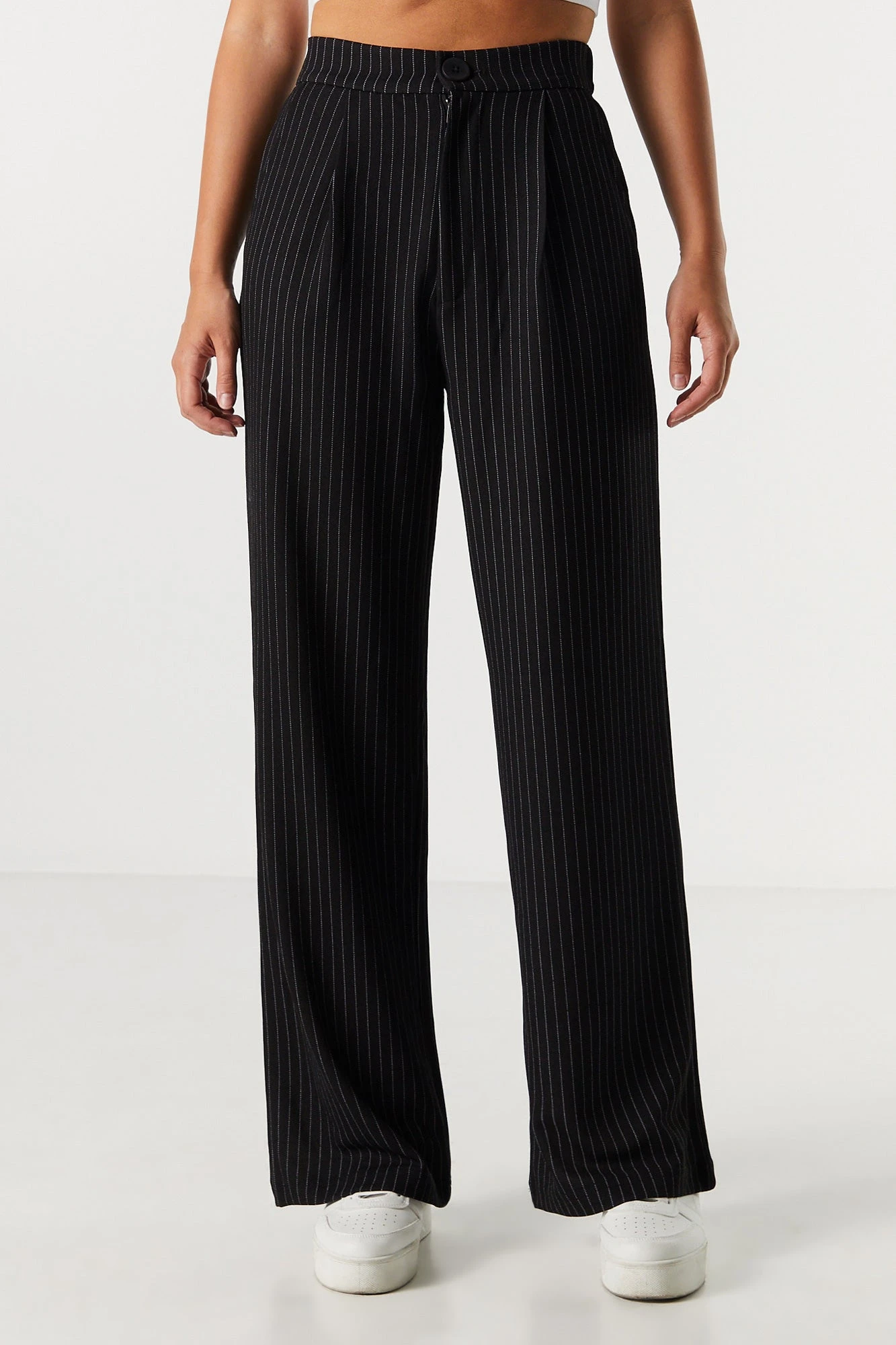 Pinstriped Crepe High Rise Dress Pant - Image 5
