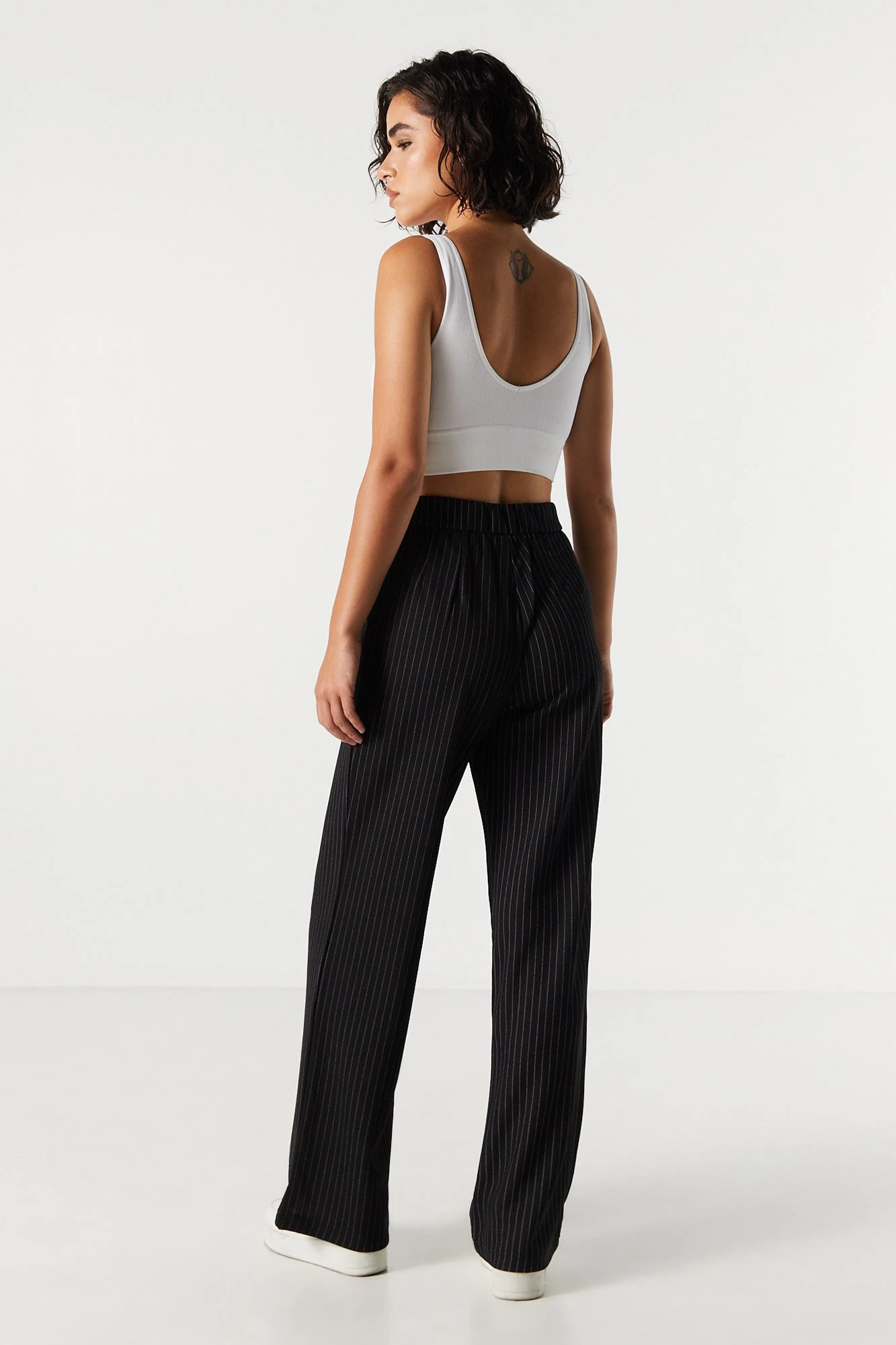 Pinstriped Crepe High Rise Dress Pant - Image 6