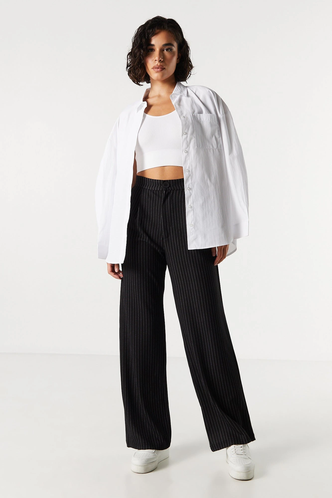 Pinstriped Crepe High Rise Dress Pant - Image 4