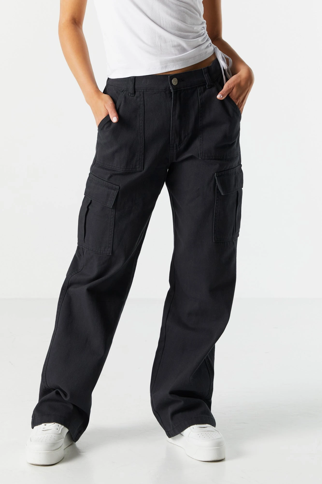 Elastic Waist Straight Leg Cargo Jean - Image 5
