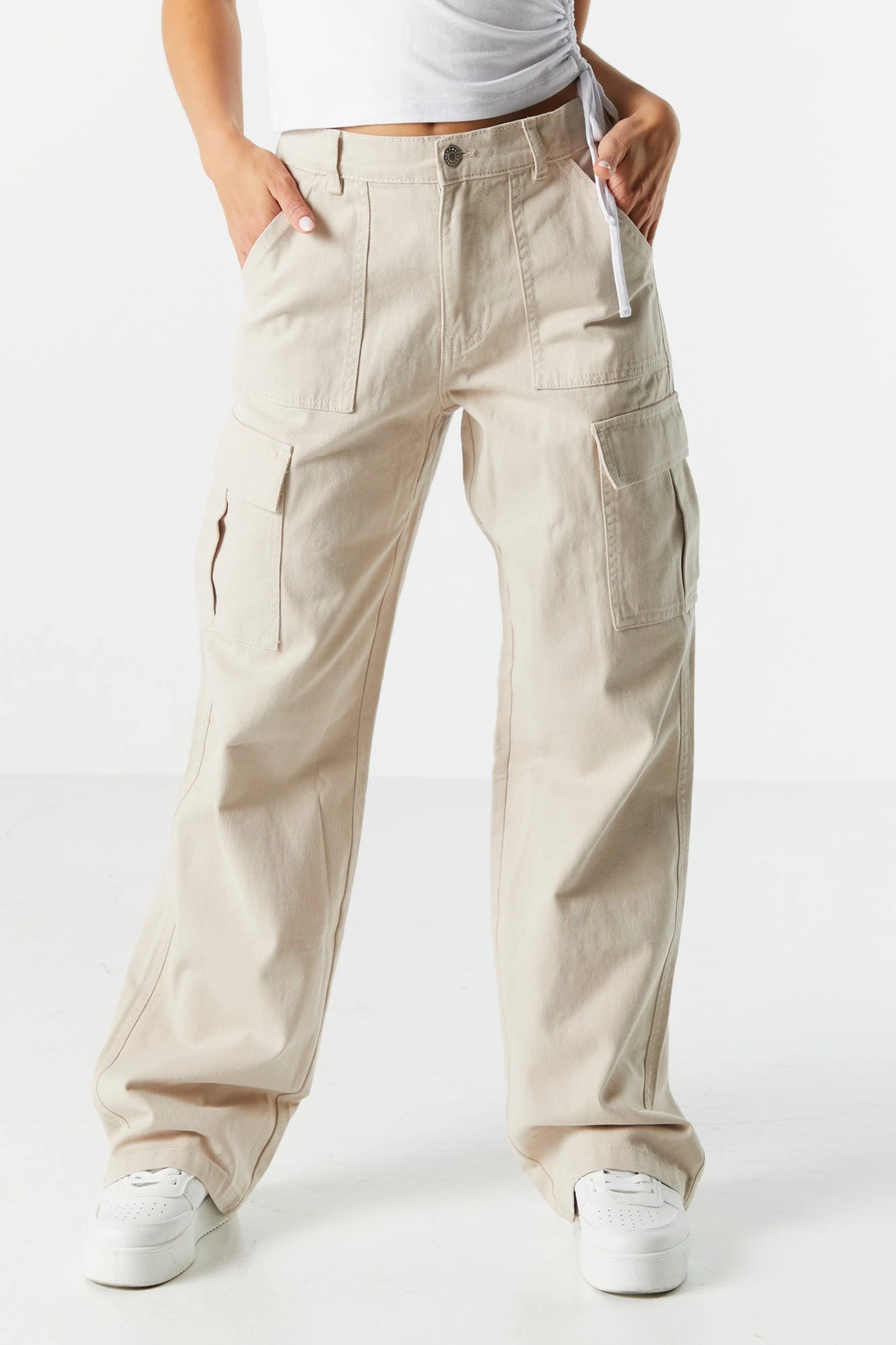 Elastic Waist Straight Leg Cargo Jean - Image 8
