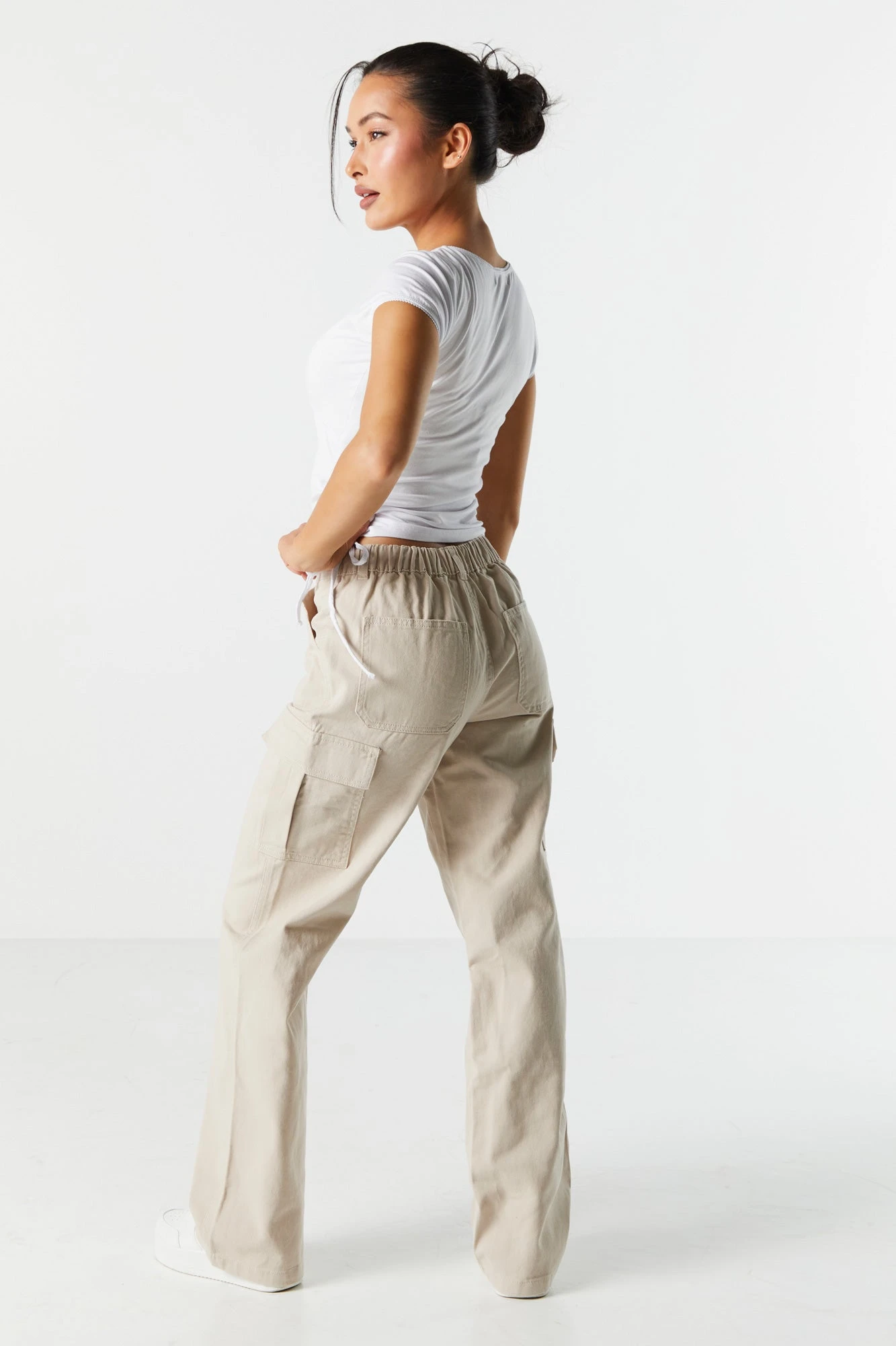 Elastic Waist Straight Leg Cargo Jean - Image 9