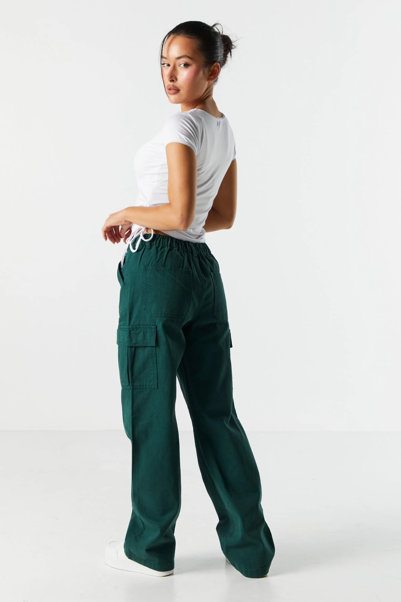 Elastic Waist Straight Leg Cargo Jean - Image 12