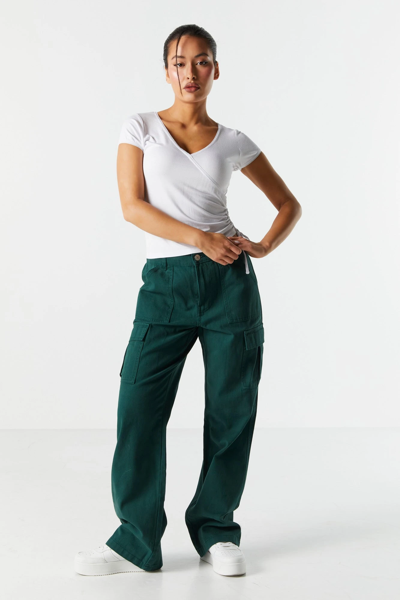 Elastic Waist Straight Leg Cargo Jean - Image 10