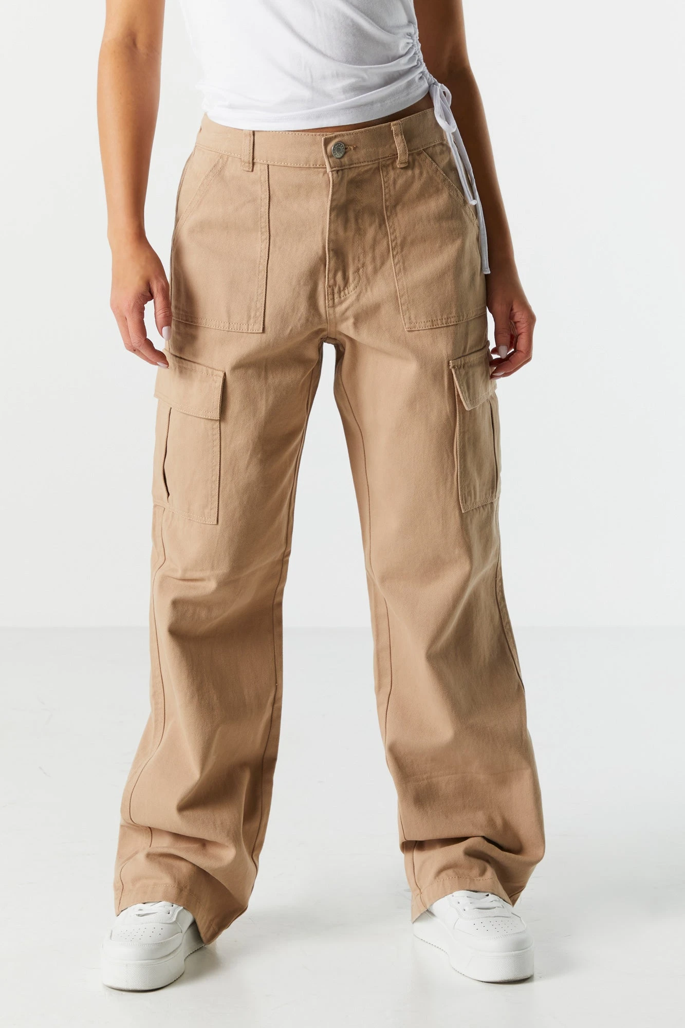 Elastic Waist Straight Leg Cargo Jean - Image 2