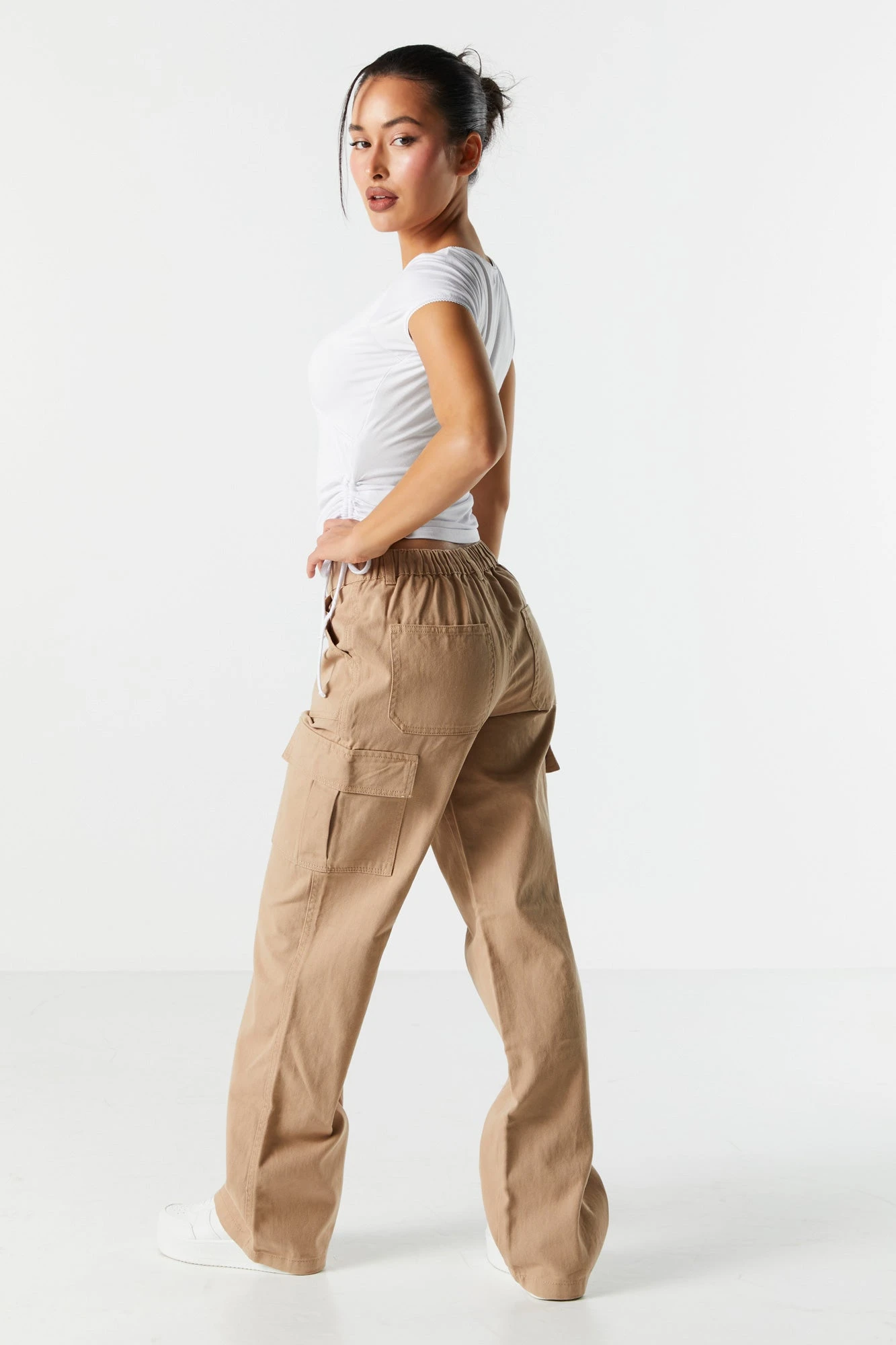 Elastic Waist Straight Leg Cargo Jean - Image 3
