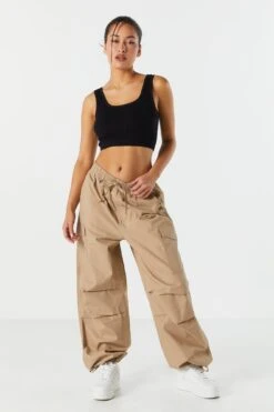 Drawstring Cargo Parachute Pant