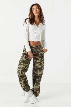 Camo Low Rise Cargo Parachute Pant