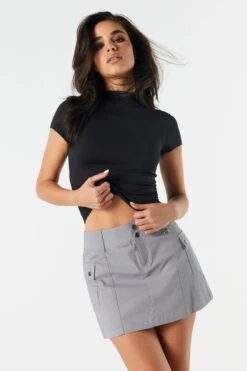 Poplin Cargo Mini Skirt