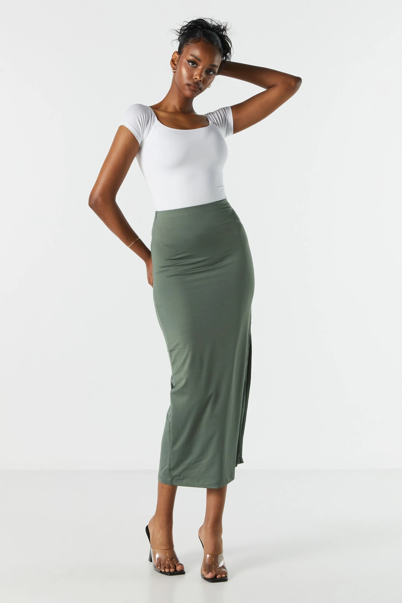 Contour Slit Midi Skirt - Image 4