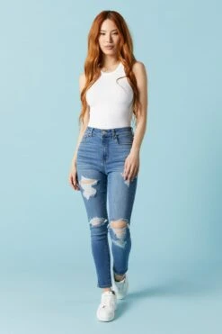 Miami Distressed Medium Wash Skinny Jean
