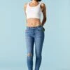Miami Low Rise Medium Wash Distressed Skinny Jean