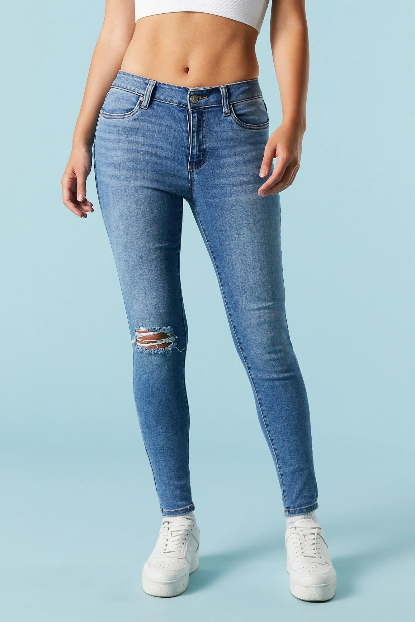Miami Low Rise Medium Wash Distressed Skinny Jean - Image 2