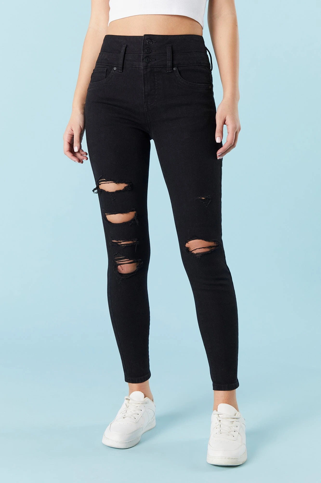 Ibiza Black Wash Distressed Skinny Jean - Image 2