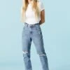 Medium Wash Distressed Mom Jean