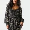 Black Smocked Milkmaid Long Sleeve Dress