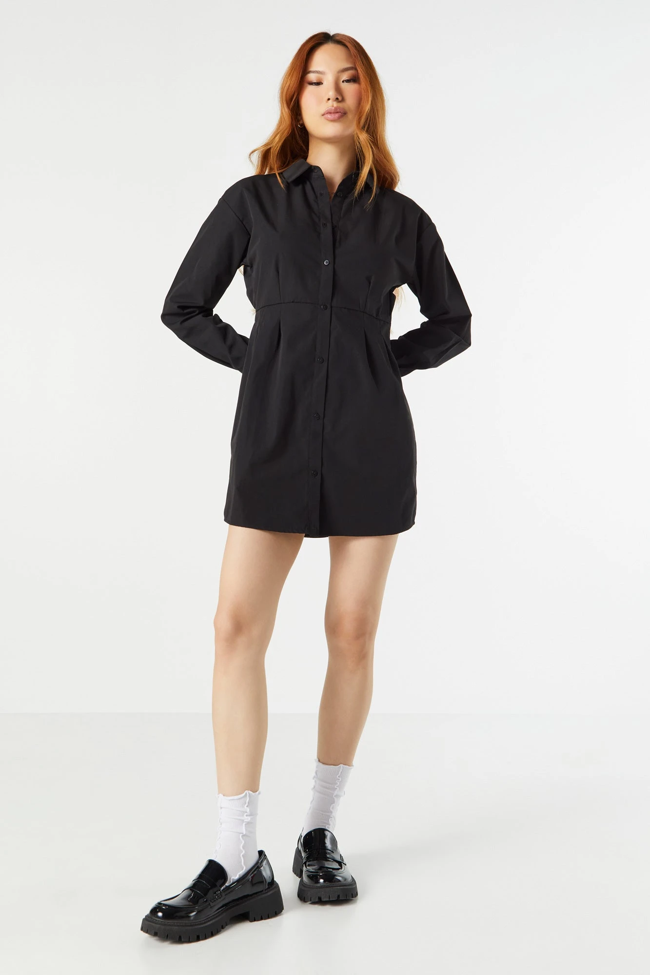 Button-Up Long Sleeve Shirt Dress - Image 6