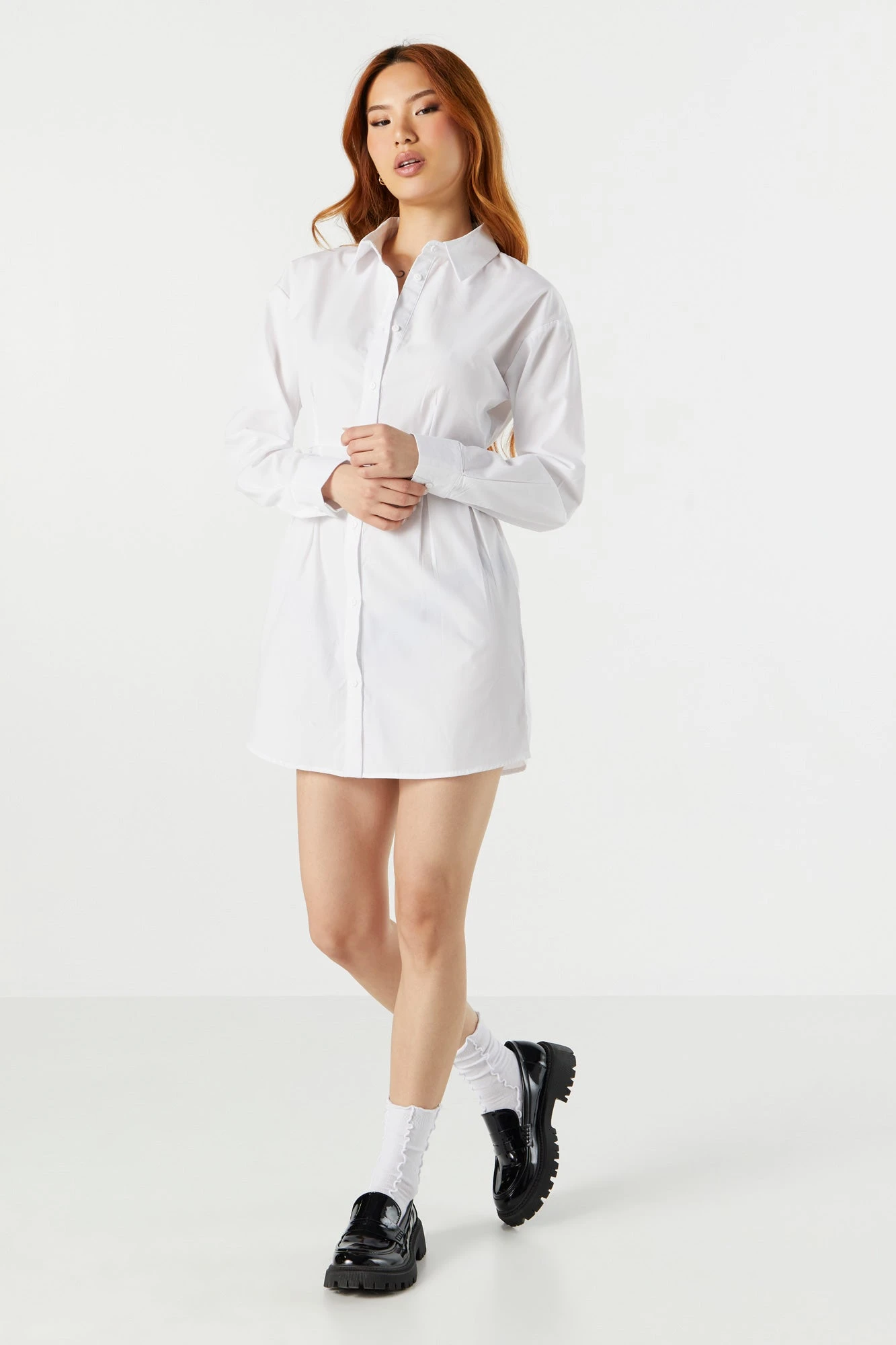 Button-Up Long Sleeve Shirt Dress - Image 9