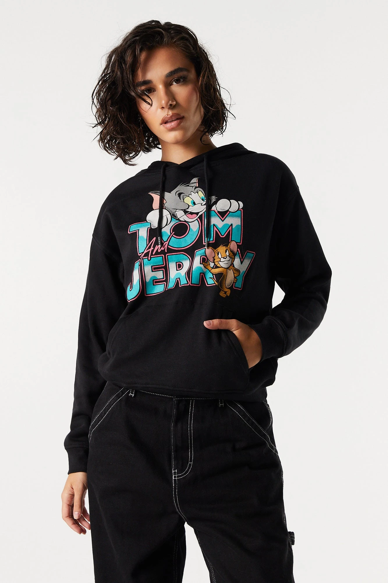 Fleece Tom And Jerry Graphic Hoodie