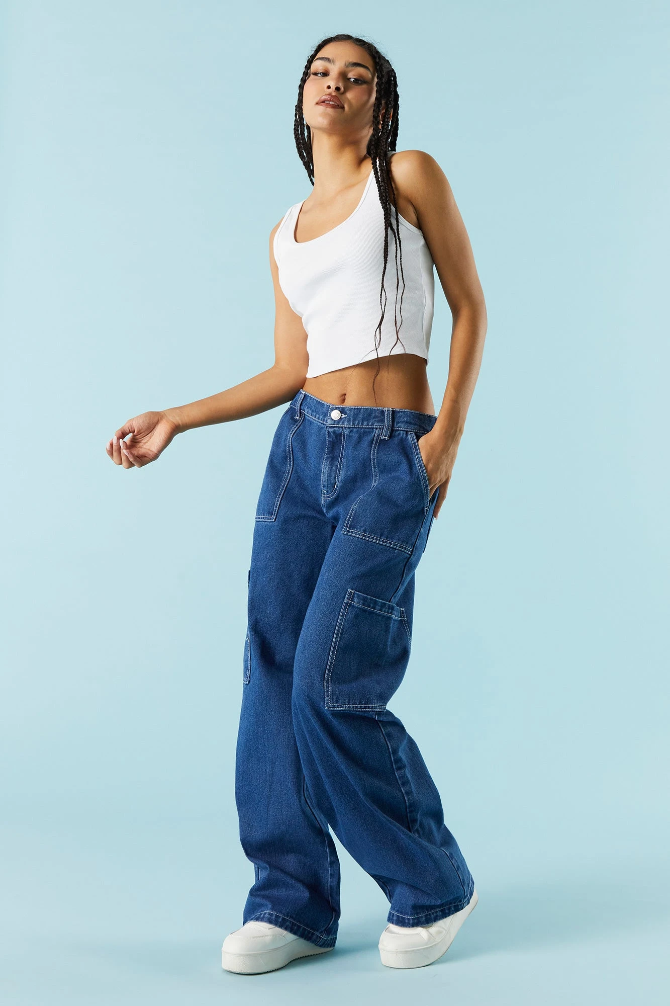 Dark Wash Porkchop Pocket Cargo Jean