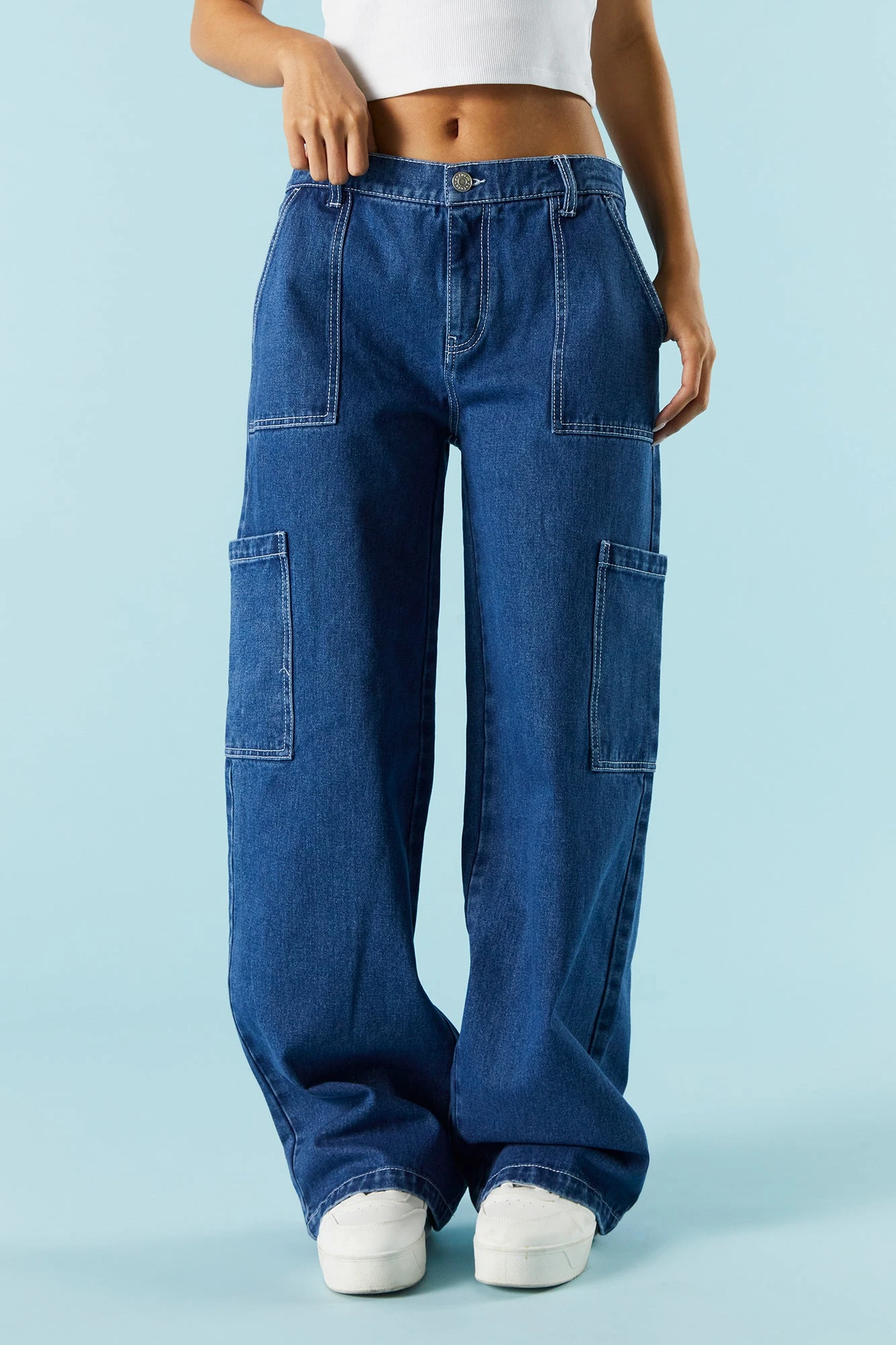 Dark Wash Porkchop Pocket Cargo Jean - Image 2