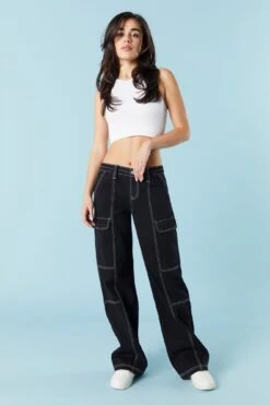 Elastic Waist Cargo Jean