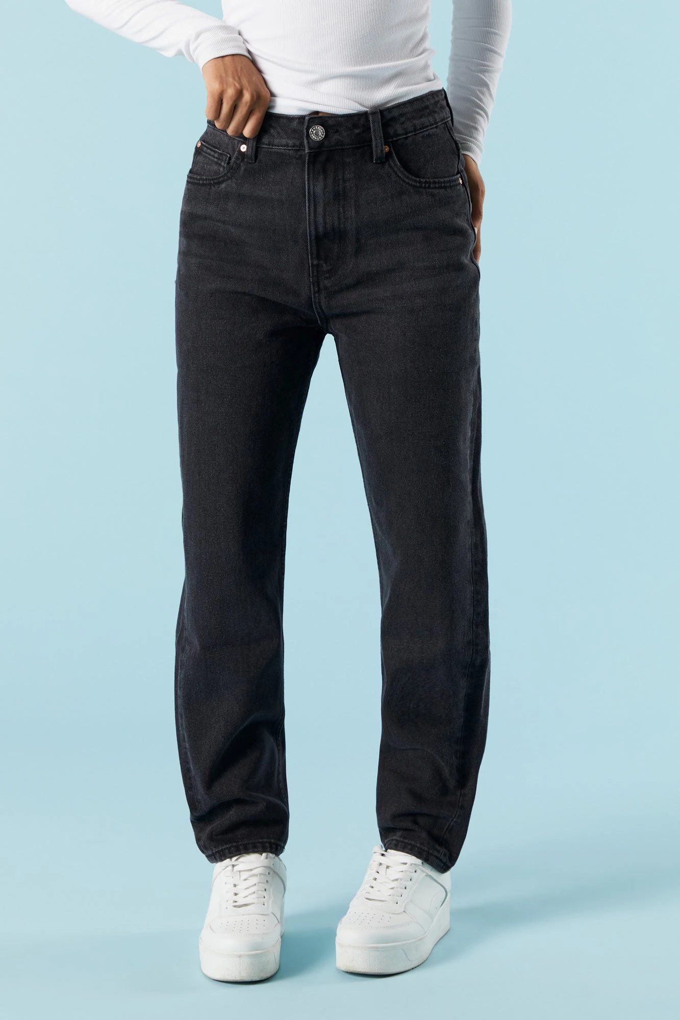 Black Wash Denim Mom Jean - Image 2