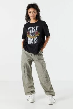 Nylon Mid Rise Cargo Parachute Pant