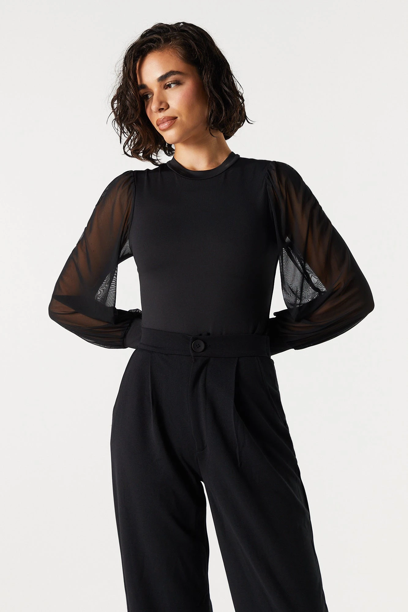 Contour Mesh Sleeve Bodysuit