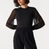 Contour Mesh Sleeve Bodysuit