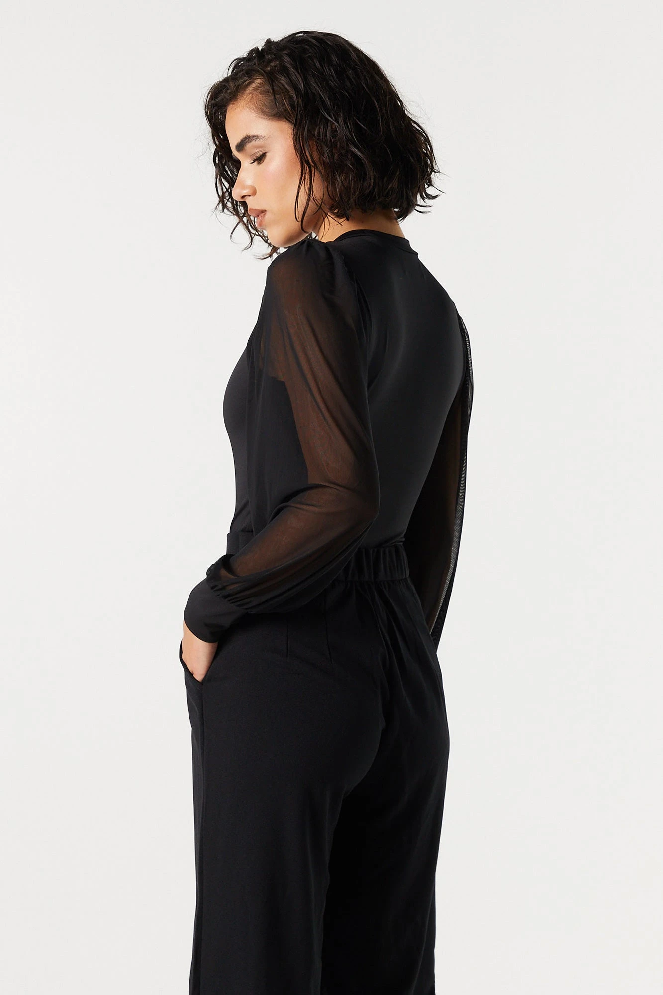 Contour Mesh Sleeve Bodysuit - Image 2