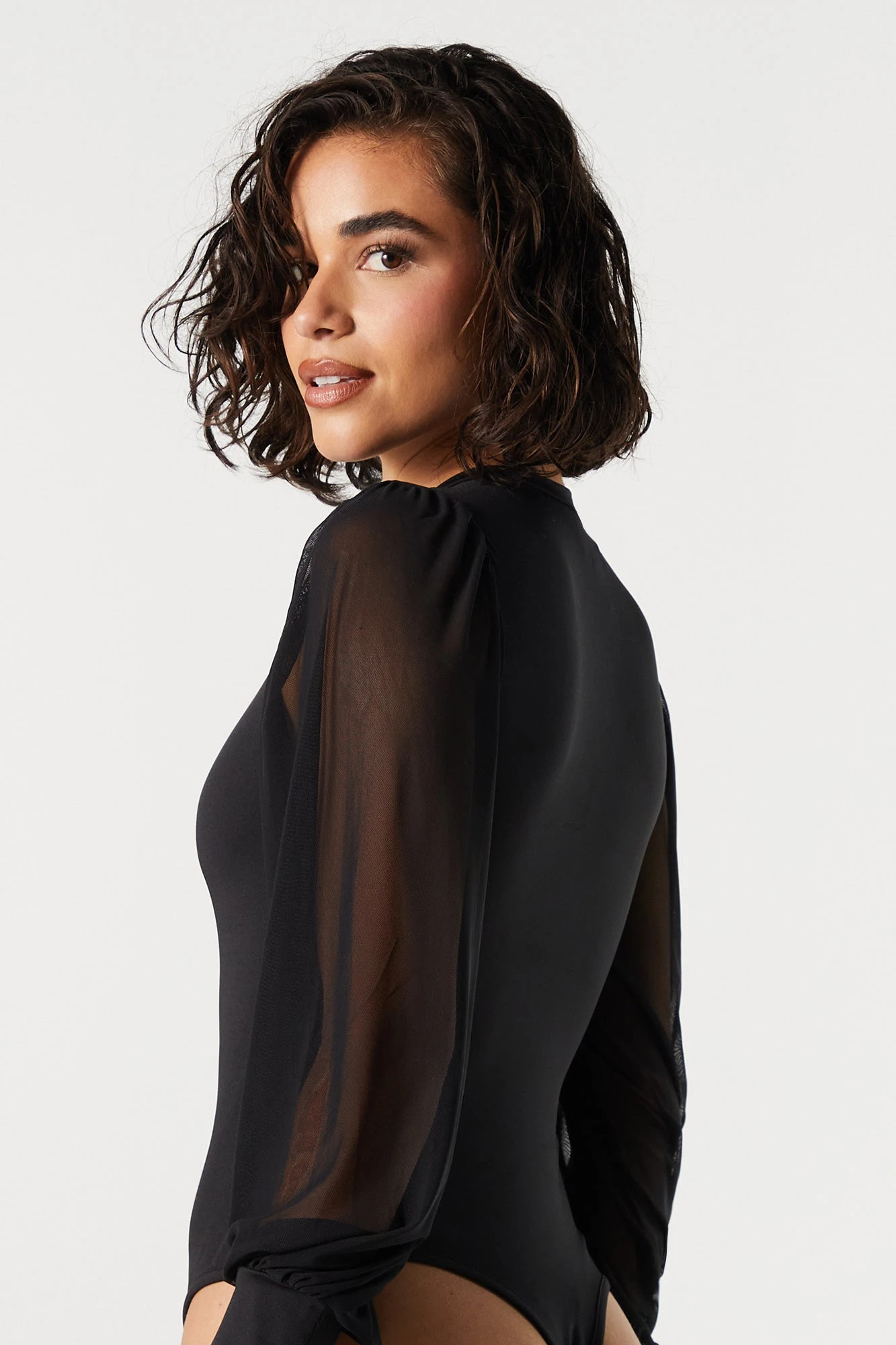 Contour Mesh Sleeve Bodysuit - Image 4