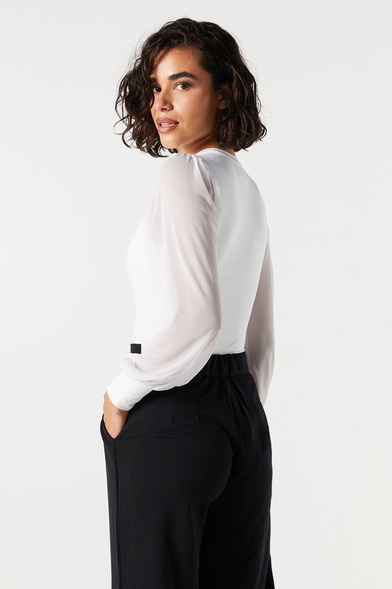 Contour Mesh Sleeve Bodysuit - Image 7